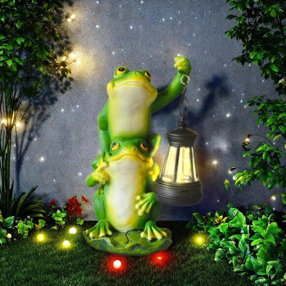 Unique Housewarming Solar Frog Satues For Yard Decorations Outdoor Patio Decor - Picture 6 of 9